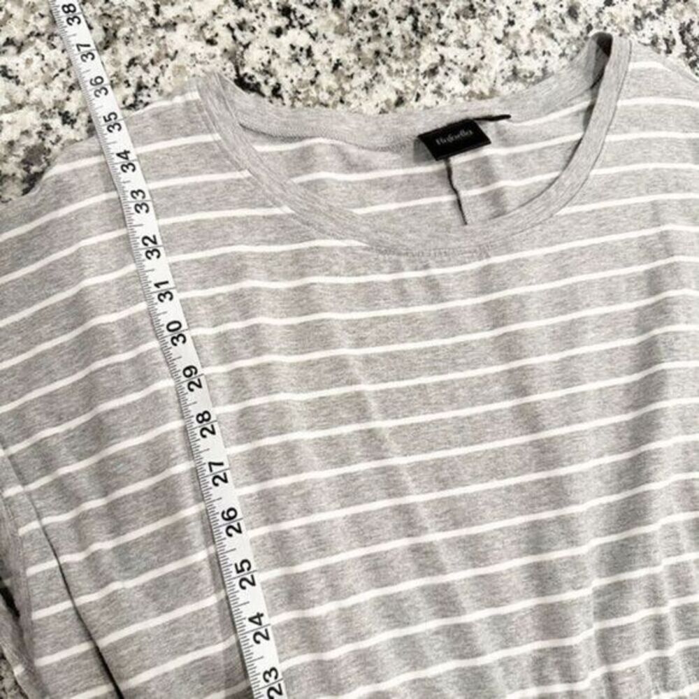 Rafaella Short Sleeve Drawstring Striped Above Knee Dress Heather Grey White XXL - Picture 7 of 7